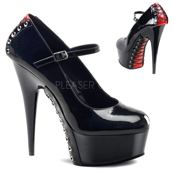 Pleaser Delight-687FH Corset Back 6" Stiletto Heels Mary Jane Dancer Size 7 - Picture 1 of 8